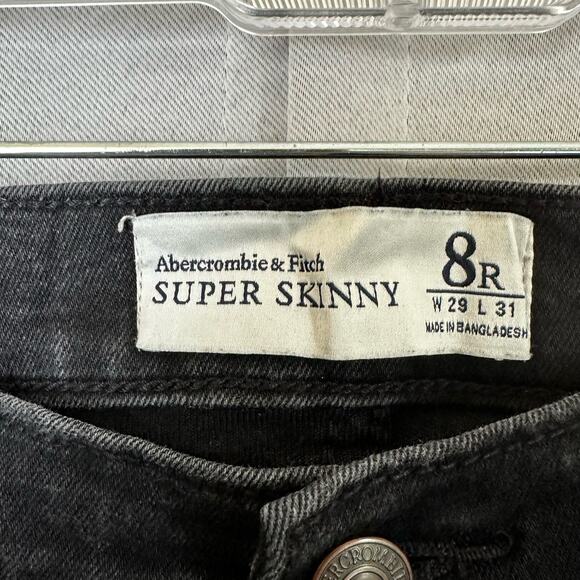 Womens Abercrombie & Fitch Black Denim Jeans Stretch Super Skinny Sz 8R 29 X 31 - Picture 5 of 6